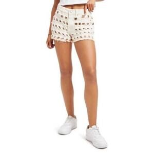 Good American Good '90s Cutoff Denim Laser Short In Bone 001 NWT Size 10/30